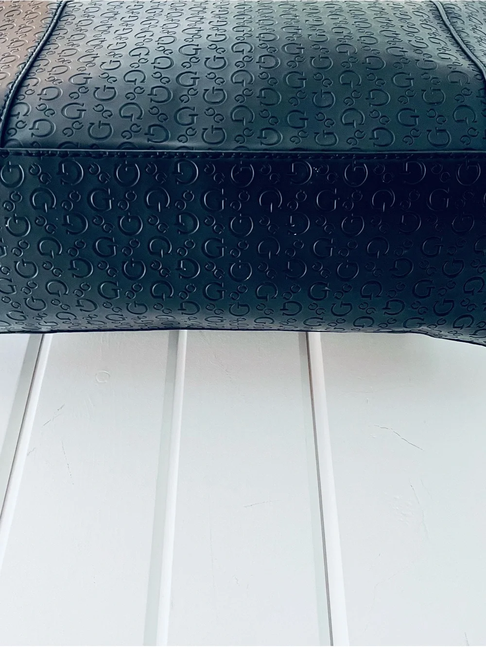 Guess Black Embossed Logo-Patterned Shopper Tote